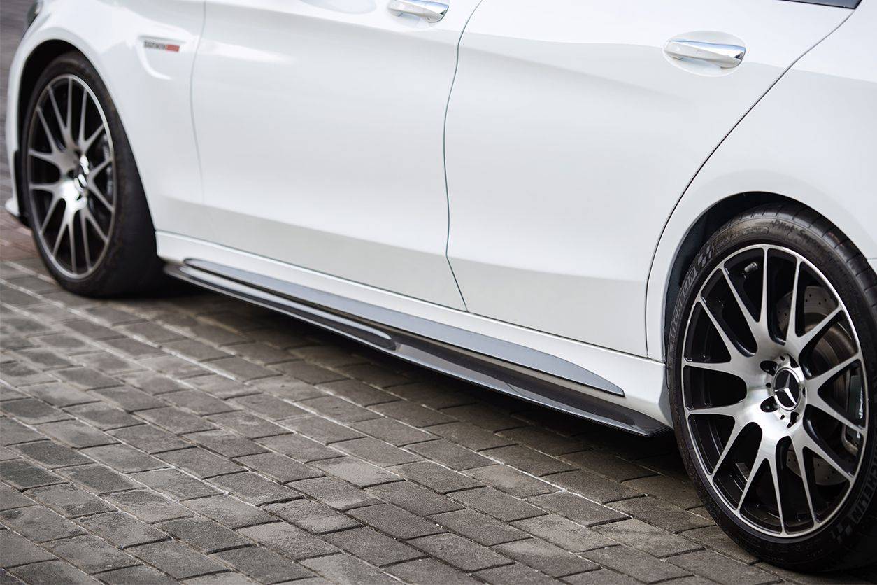 Carbonado 2015-2021 Mercedes Benz W205 C63 S AMG Sedan Carbon Fiber Side Skirts Extension Add On Lip