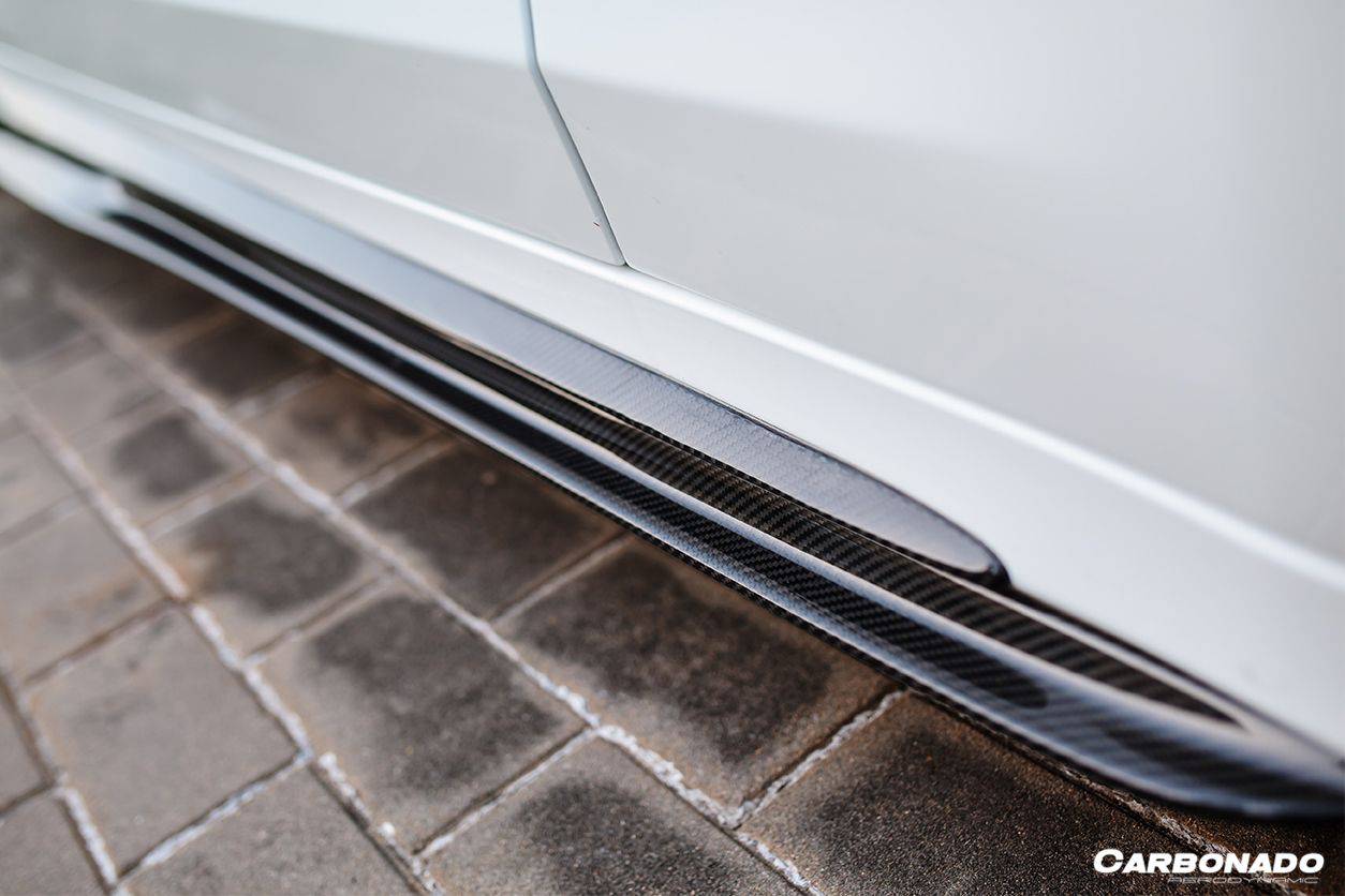 Carbonado 2015-2021 Mercedes Benz W205 C63 S AMG Sedan Carbon Fiber Side Skirts Extension Add On Lip