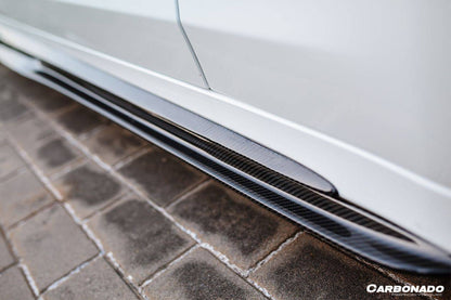 Carbonado 2015-2021 Mercedes Benz W205 C63 S AMG Sedan Carbon Fiber Side Skirts Extension Add On Lip