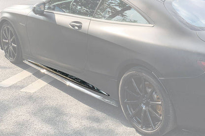 Carbonado 2014-2021 Mercedes Benz C217 S63  S65 AMG Coupe OE Style Carbon Fiber Side Skirts Extension Add On Lip