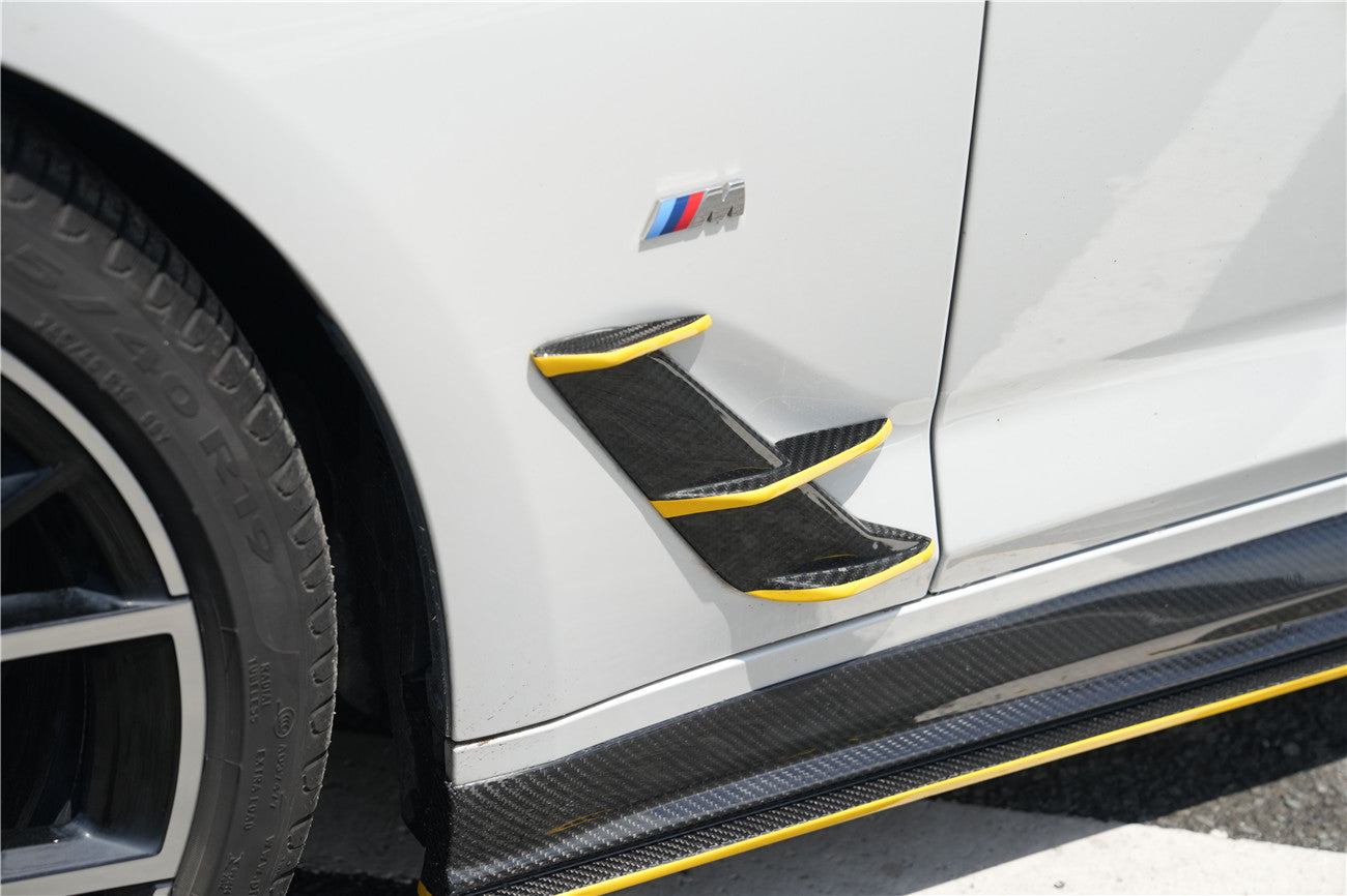 Molduras de ventilación de guardabarros de fibra de carbono seca estilo AD M-tech para BMW Serie 5 G30 G38 2020-2023 Carbonado