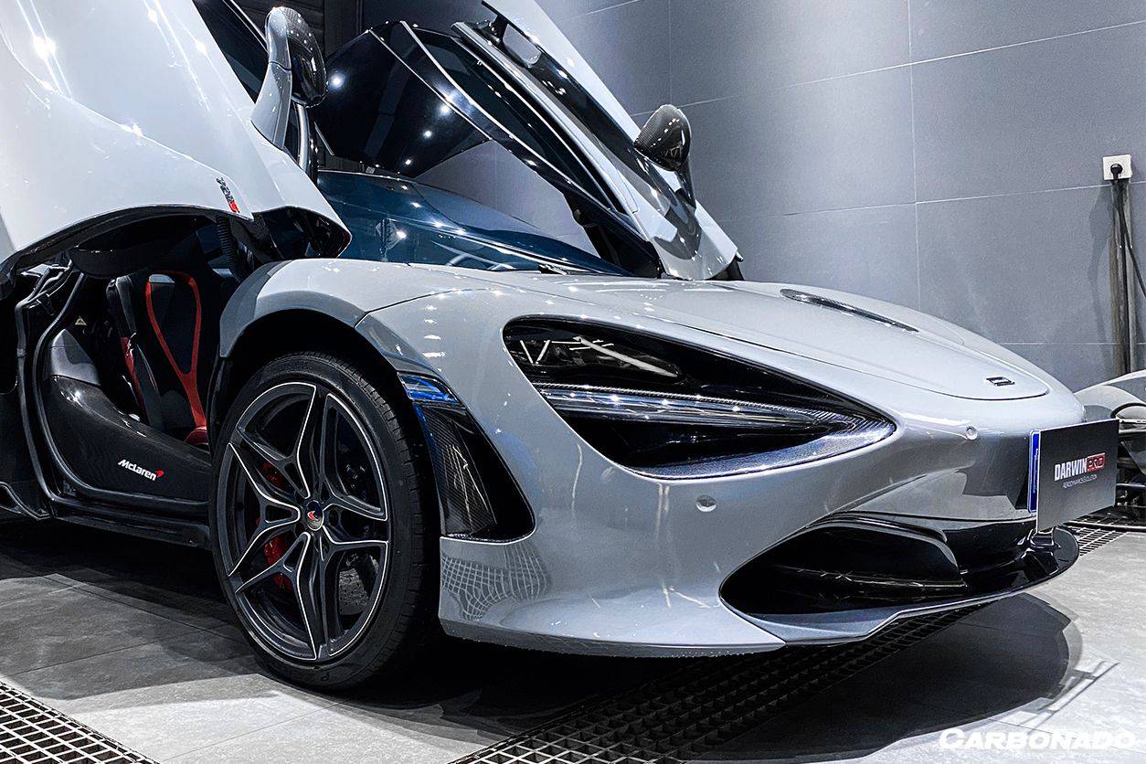 Carbonado 2017-2022 McLaren 720S OEM Style Dry Carbon Fiber Headlight Inserts Tim Replacement