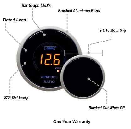Prosport 2-1/16" Digital Air Fuel Ratio & Volt Gauge-Amber