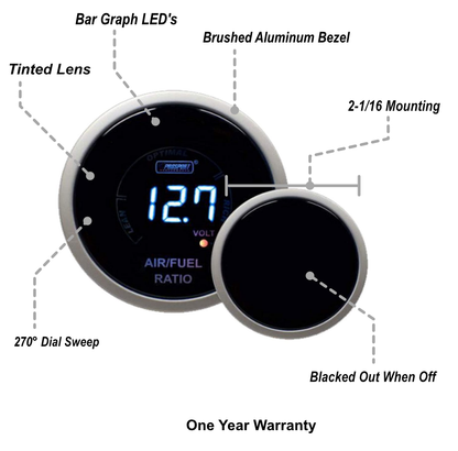 Prosport 2-1/16" Digital Air Fuel Ratio & Volt Gauge - Blue