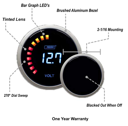 Prosport 2-1/16" Digital Volt Gauge