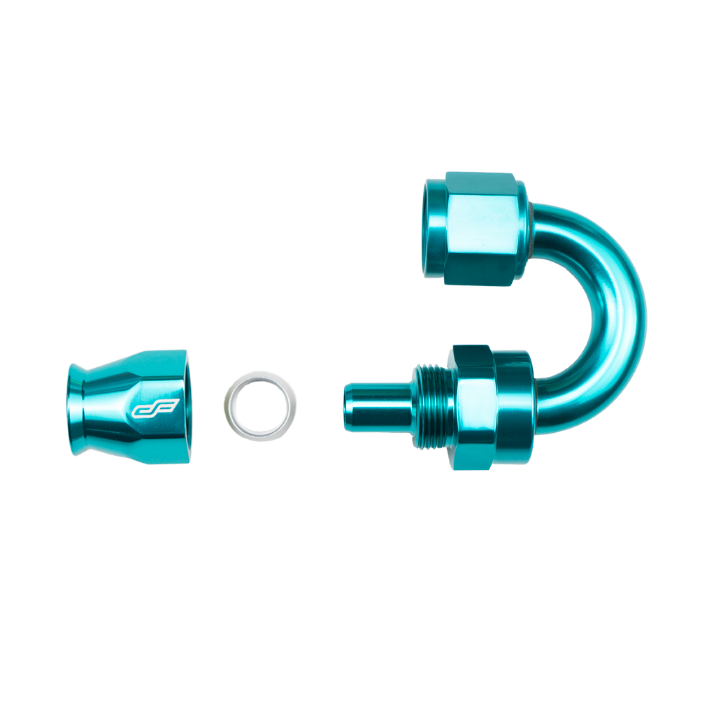 -6 AN 180 Degree Female Aluminum Hose End (PTFE)