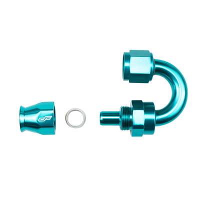 -8 AN 180 Degree Female Aluminum Hose End (PTFE)