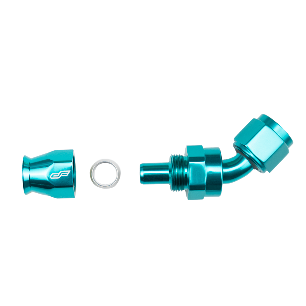 -8 AN 45 Degree Female Aluminum Hose End (PTFE)