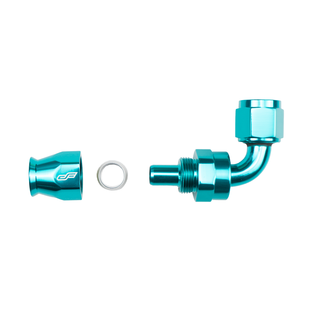 -8 AN 90 Degree Female Aluminum Hose End (PTFE)