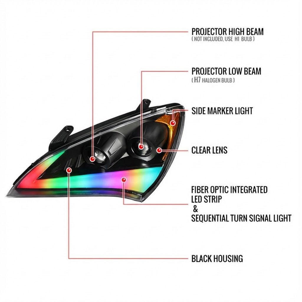 NTXGlow RGB headlights | 2009-2010 Hyundai Genesis Coupe - 2