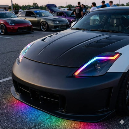 Faros delanteros NTXGLOW RGB con carcasa negra (Nissan 350Z 06-09)