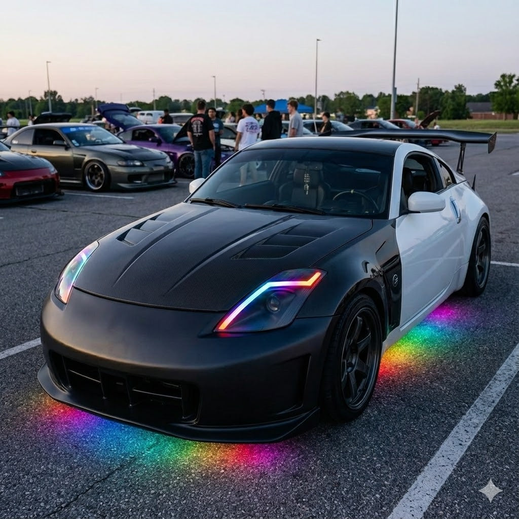Faros delanteros NTXGLOW RGB con carcasa negra (Nissan 350Z 06-09)
