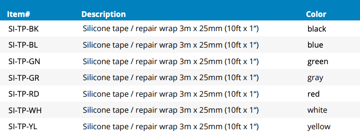 Silicone Tape / Repair Wrap - 1.0" (25mm) width, 10ft (3m) length (SI-TP-BK)