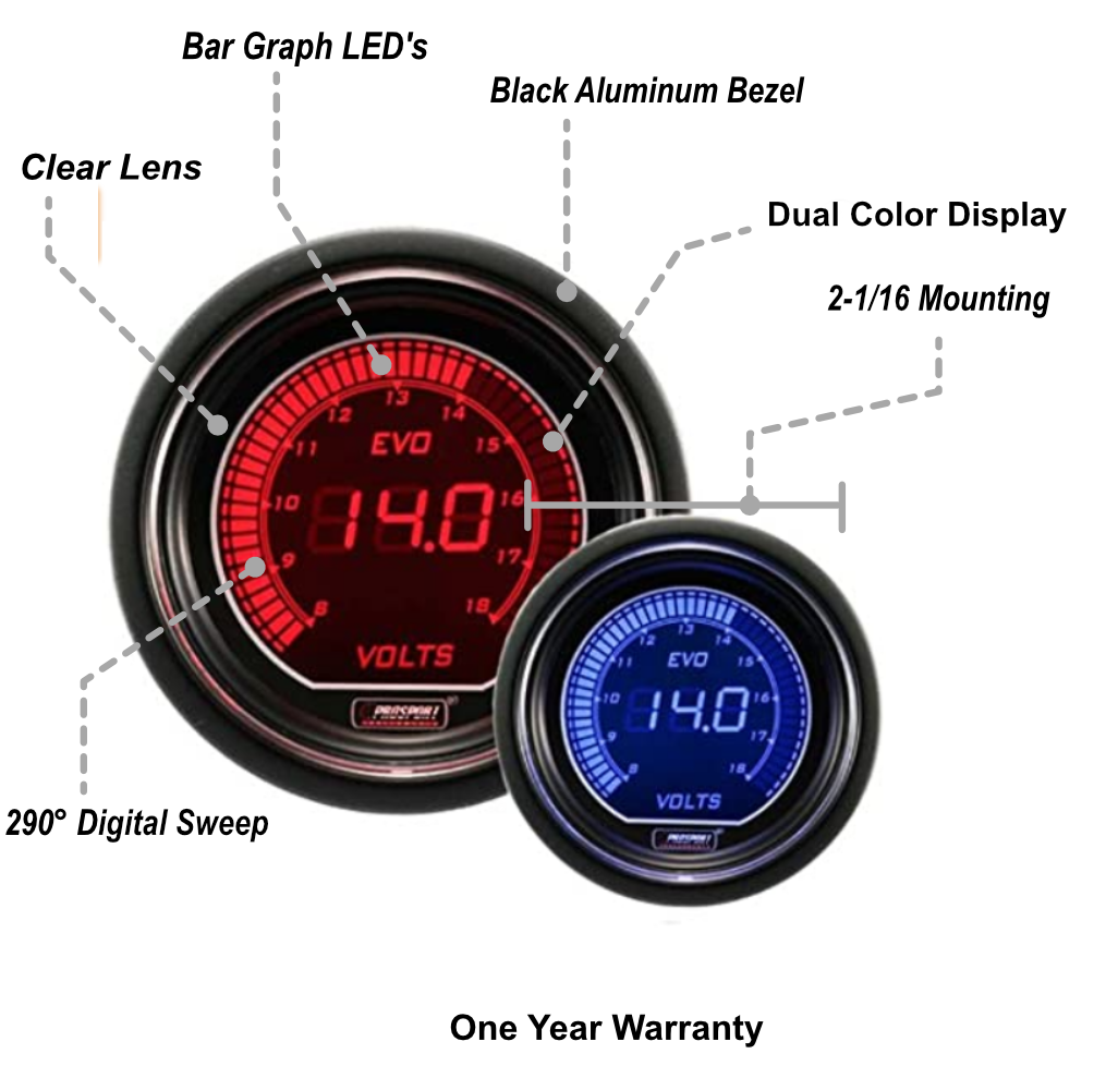 Prosport 2-1/16" Evo Electrical Volt Gauge