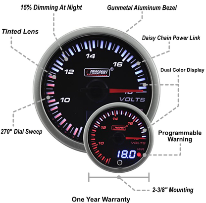 Prosport 2-3/8" JDM Electrical Volt Gauge