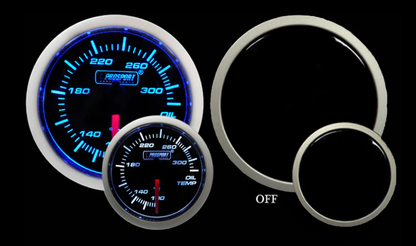 Medidor de temperatura de aceite eléctrico azul/blanco Prosport de 2-1/16" 