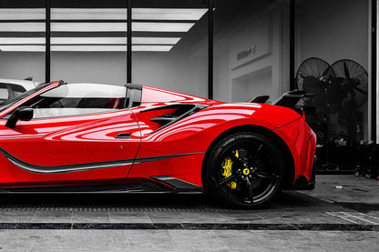 Aletas de admisión de aire laterales de fibra de carbono estilo Ferrari 488 GTB Spider y F8 MSY Carbonado 2015-2024