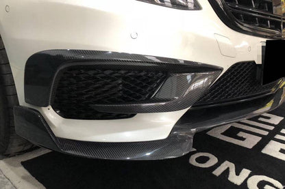 Ventilaciones de aire del parachoques delantero de fibra de carbono estilo BRS para Mercedes Benz W222.1 S63 AMG Carbonado 2014-2017