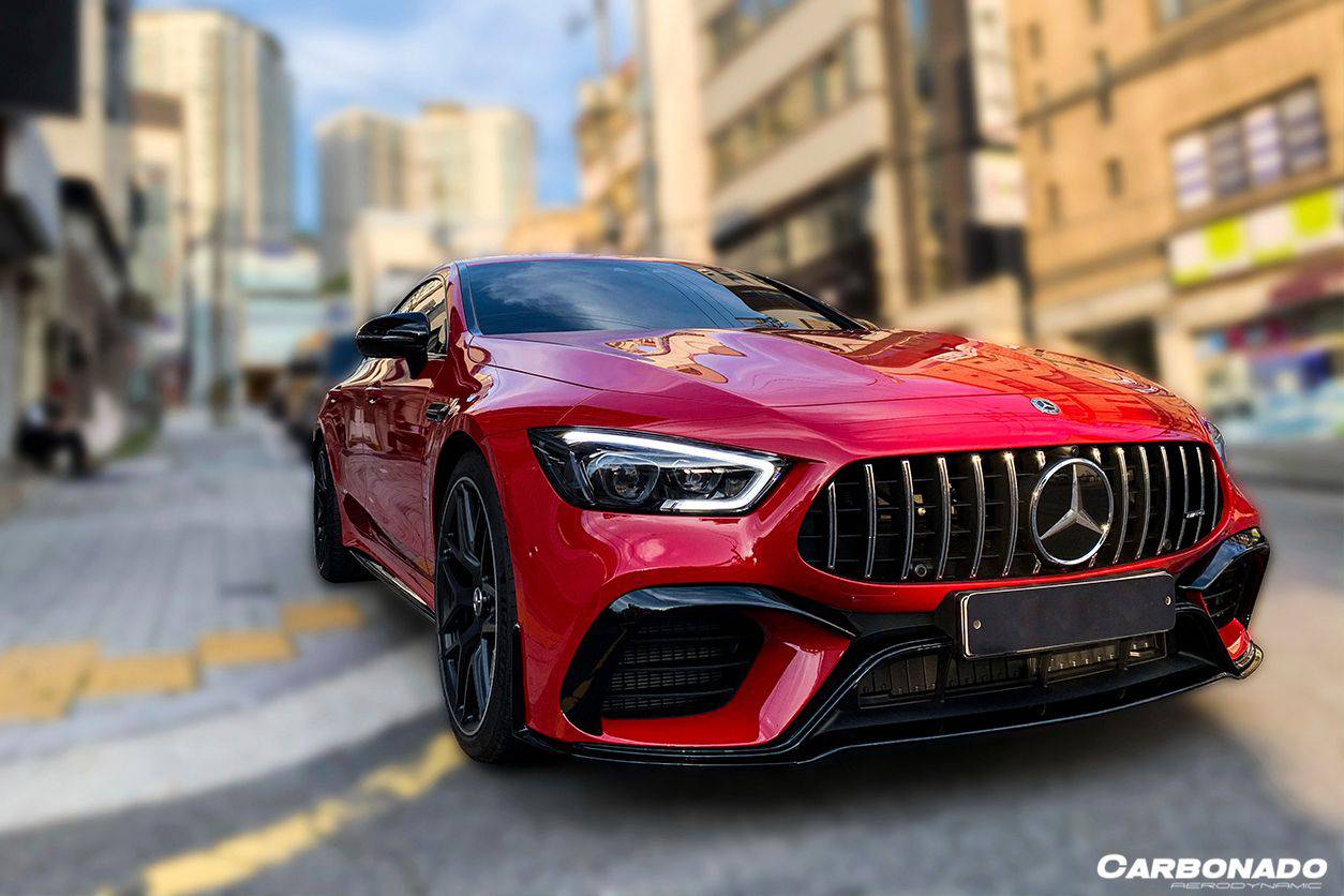 Mercedes Benz AMG GT63S 4 puertas Coupé X290 Carbonado 2019-2023, borde delantero central de fibra de carbono estilo OEM