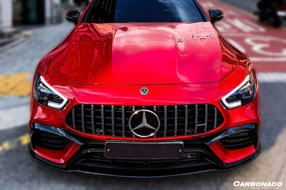 Mercedes Benz AMG GT63S 4 puertas Coupé X290 Carbonado 2019-2023, borde delantero central de fibra de carbono estilo OEM
