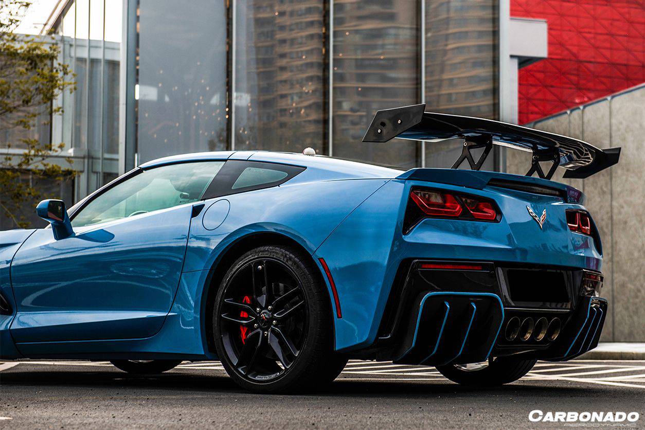 Alerón trasero estilo RK para Corvette C7 Z51 Grandsport Z06 Carbonado 2013-2019