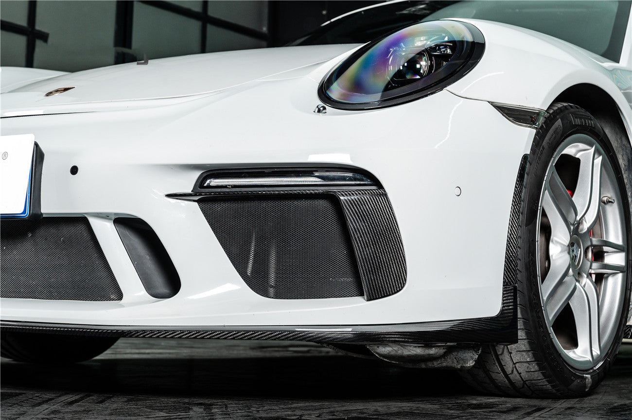 Molduras de luces de circulación diurna para parachoques delantero de fibra de carbono seco estilo OE Porsche 911 991.2 GT3 Carbonado 2017-2019