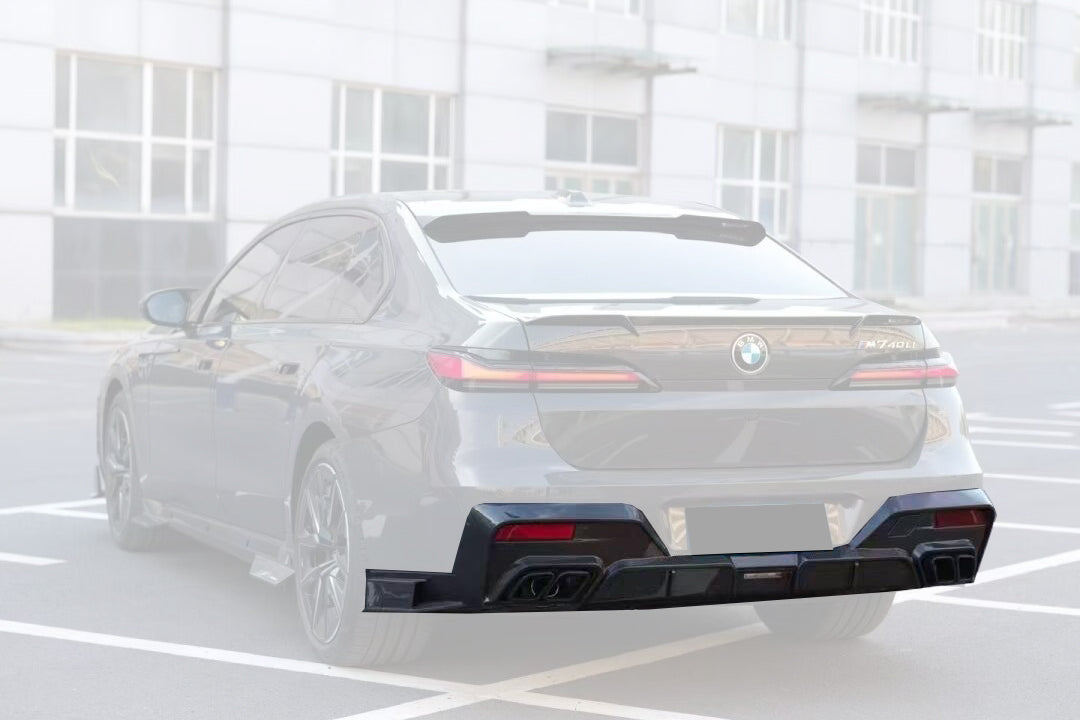 2022-2026 BMW 7 Series G70 Autoclave Carbon Fiber Rear Diffuser Lip with exhaust tips Carbonado (MSY) Fits: M Sport Package only (DRYCFG70-OD-MSY-RD)