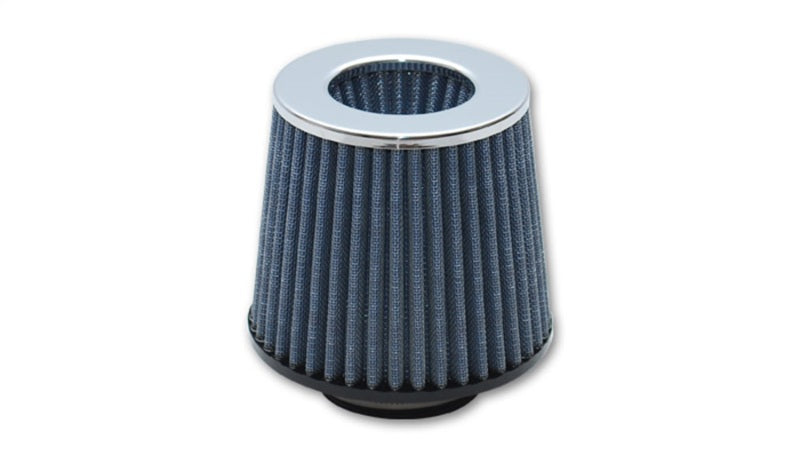Filtro de aire vibrante de embudo abierto (5 pulgadas de diámetro exterior de cono x 5 pulgadas de alto x 3 pulgadas de diámetro interior de entrada) - Tapa de filtro cromada
