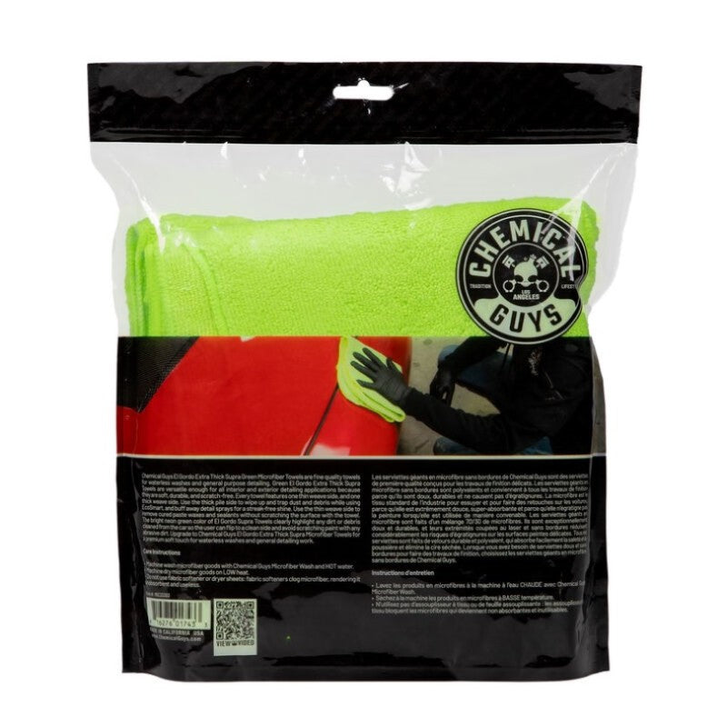 Chemical Guys El Gordo Thick Professional Microfiber Towel - 16.5in x 16.5in - Green - 3 Pack (P16)