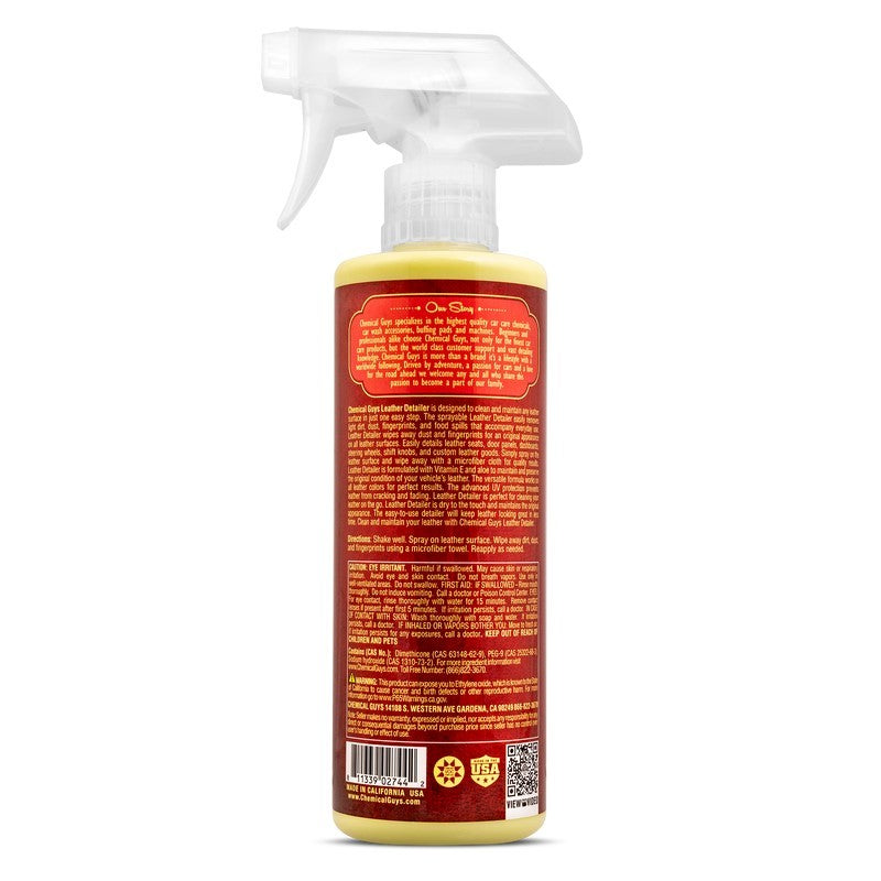 Spray para el cuidado del detalle rápido de cuero Chemical Guys - Acabado mate - 16 oz (P6)