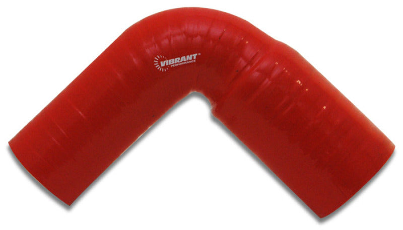 Vibrant 4 Ply Reinforced Silicone 90 degree Transition Elbow - 2.5in I.D. x 2.75in I.D. (RED)