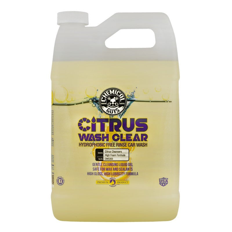 Chemical Guys Citrus Wash Jabón para lavado de autos con enjuague libre hidrofóbico transparente - 1 galón (P4)