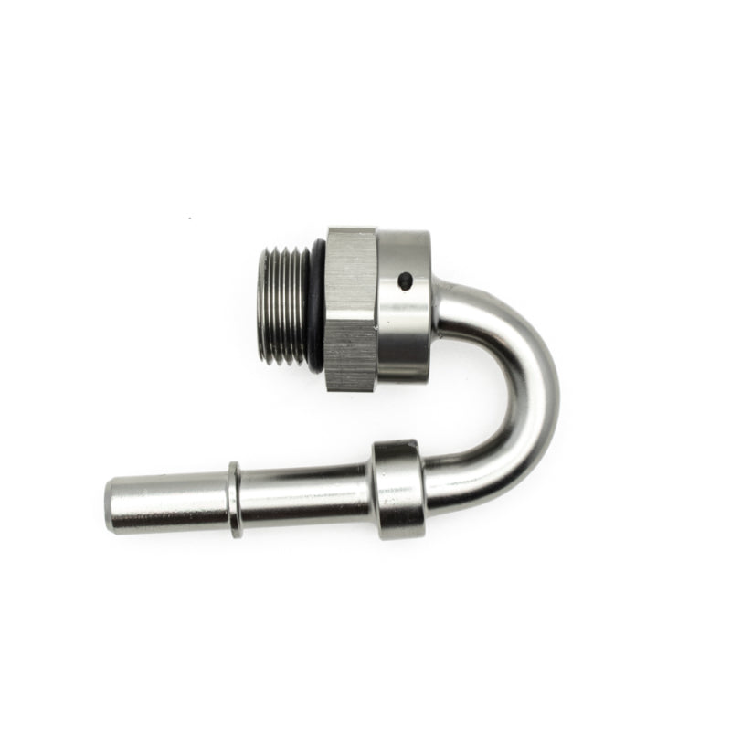 DeatschWerks 8AN ORB Male to 3/8IN Male EFI Quick Connect Adapter 180 Deg.