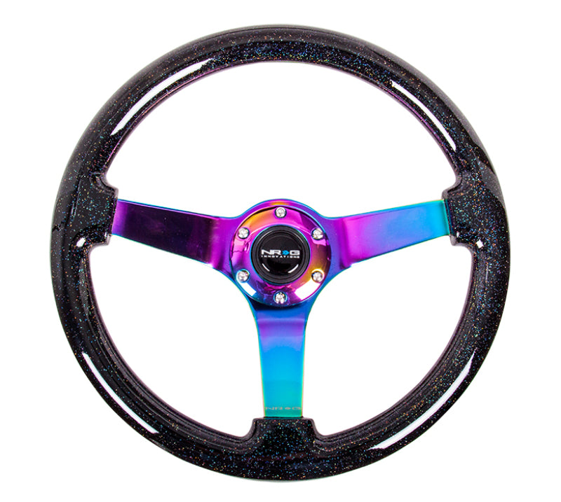 NRG Black Sparkle Steering Wheel w/ Neochrome Center (Universal)