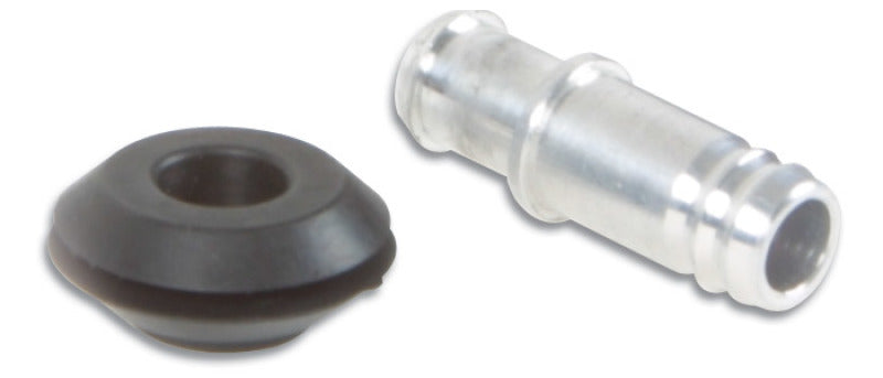 Vibrante conector para manguera de vacío de aluminio de 10 mm (2/5 pulg.) de diámetro exterior (incluye ojal de goma)