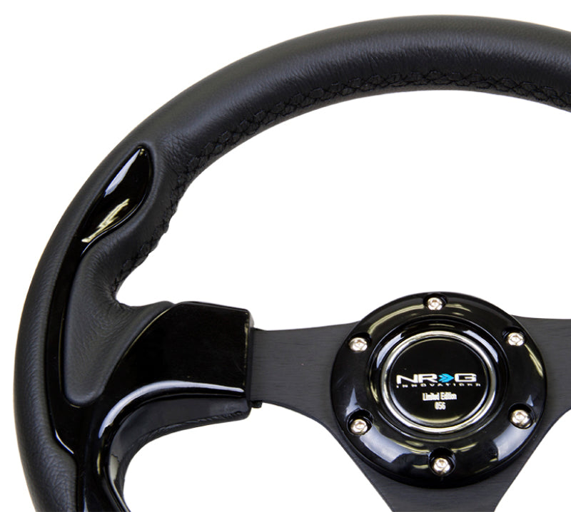 NRG Reinforced Steering Wheel (320mm) Black w/Gloss Black Trim (Universal)