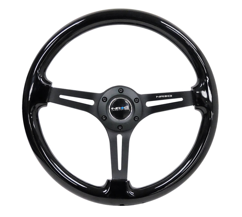 NRG Reinforced Steering Wheel Black Wood w/Black Matte Spoke/Black Center Mark (Universal)