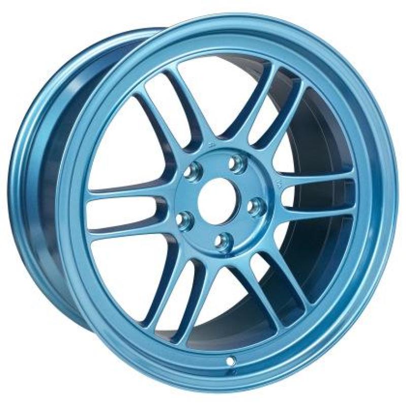 Rueda Enkei RPF1 18x9,5 5x114,3 15 mm con compensación y diámetro de 73 mm, color azul esmeralda