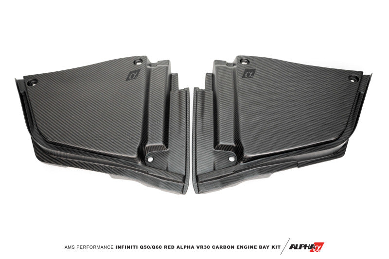 AMS Performance Alpha Juego de cubiertas para compartimento de motor trasero de carbono mate (Infiniti Q60/Q50) 