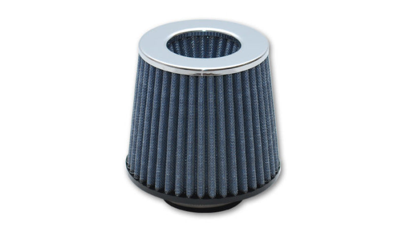 Filtro de aire Vibrant Open Funnel Perf (5 pulgadas de diámetro exterior de cono x 5 pulgadas de alto x 2,5 pulgadas de diámetro interior de entrada) Tapa de filtro cromada