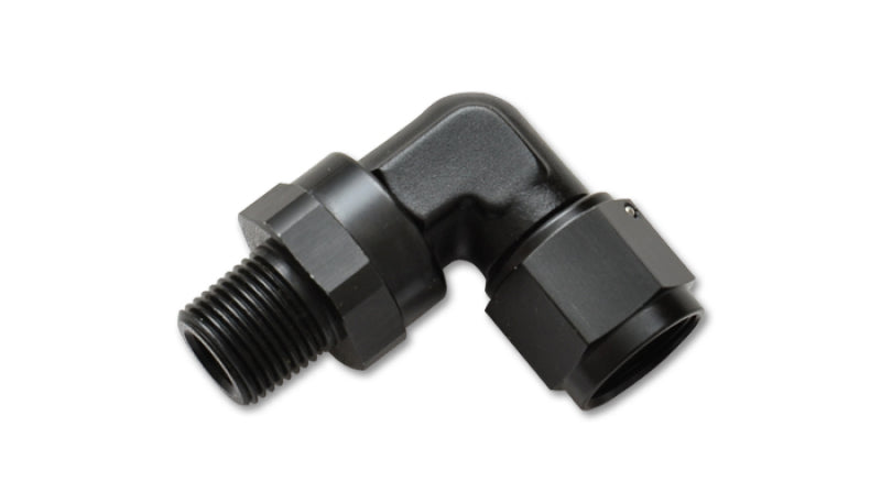 Vibrant -12AN to 1/2in NPT Female Swivel 90 Degree Adapter Fitting