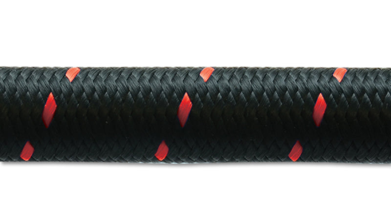 Vibrant -6 AN Two-Tone Black/Red Nylon Braided Flex Hose, E85 Friendly (20 foot roll)