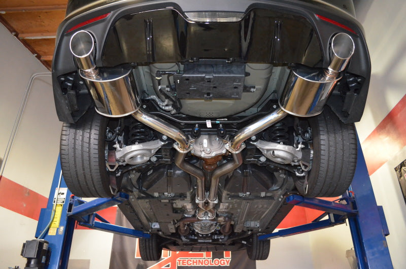 Escape Injen de acero inoxidable con respaldo de gato de 3 pulgadas (Ford Mustang GT 15-16)