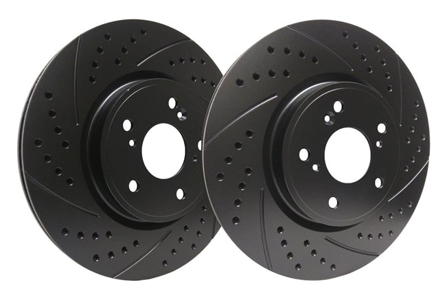 SP Performance Double Drilled and Slotted Rotors with ZRC Coating | Front Pair (Evo X)