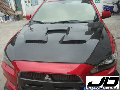 JDC FQ400 Style Carbon Fiber Hood (Evo X)