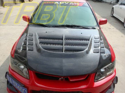 JDC VTX Style Carbon Fiber Hood (2003-2006 Mitsubishi Evolution 8/9) - JD Customs U.S.A