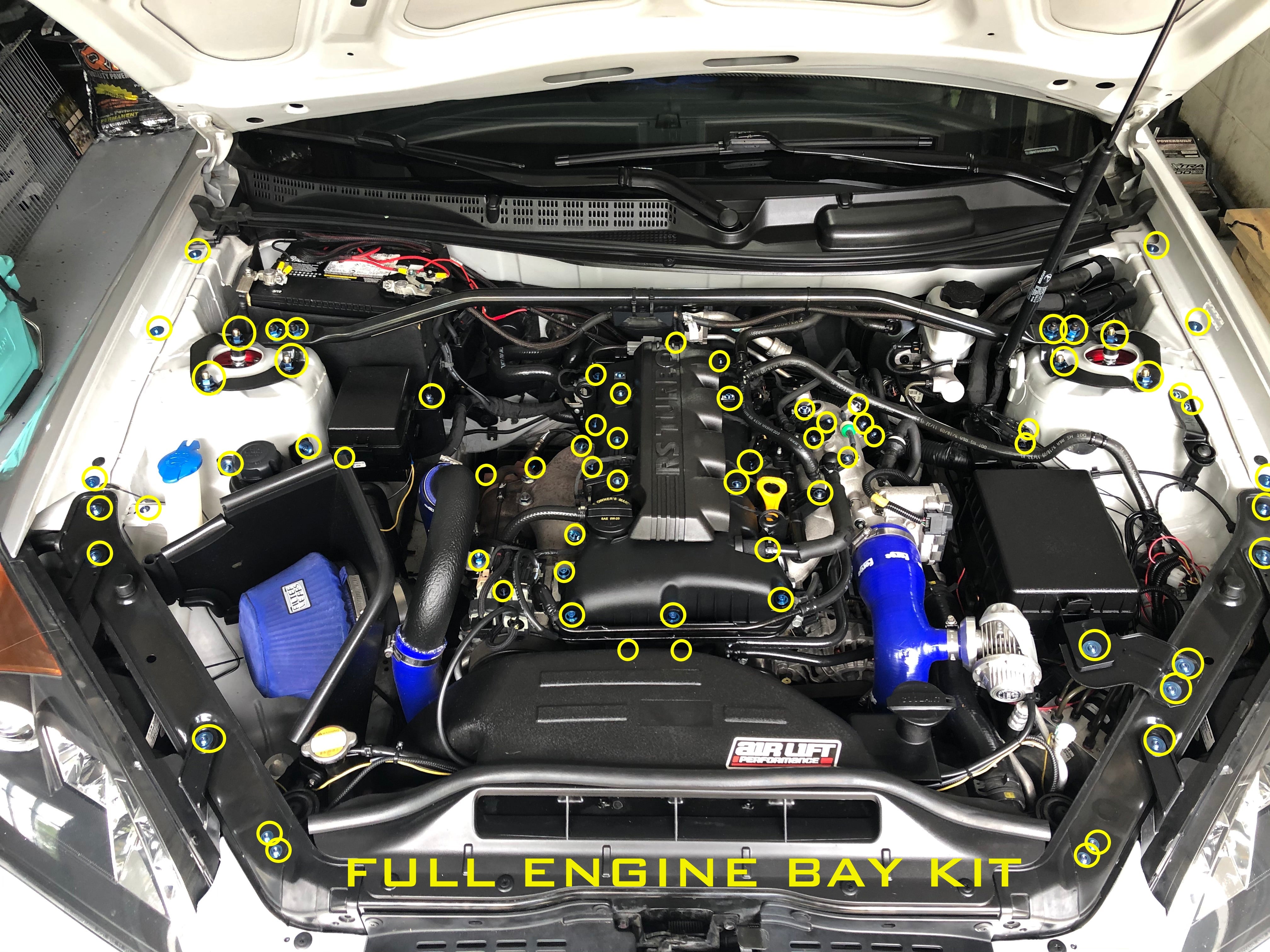 JDC Titanium Engine Bay Hardware Replacement Kit (Hyundai Genesis Coupe 2.0T BK2)