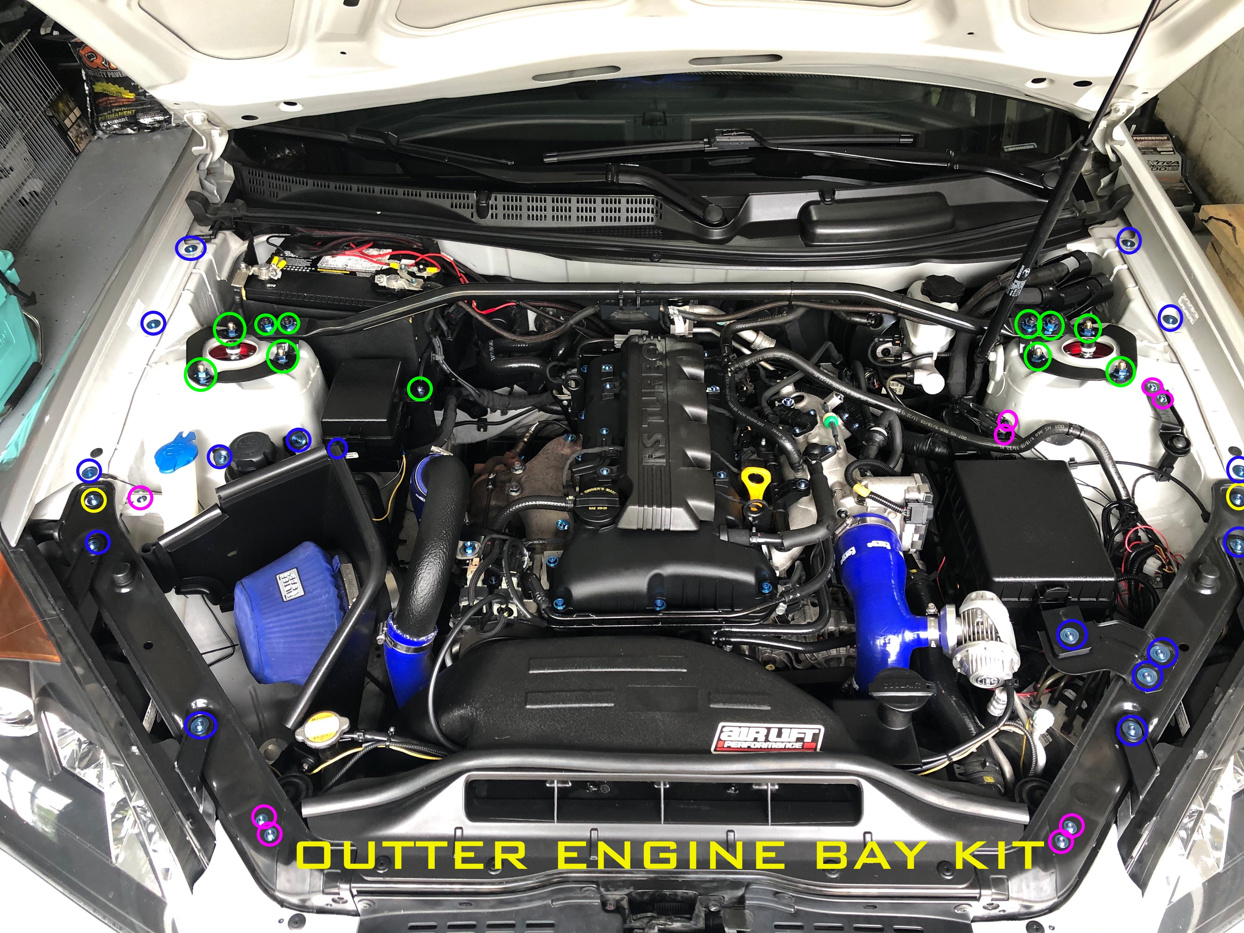 JDC Titanium Engine Bay Hardware Replacement Kit (Hyundai Genesis Coupe 2.0T BK2)