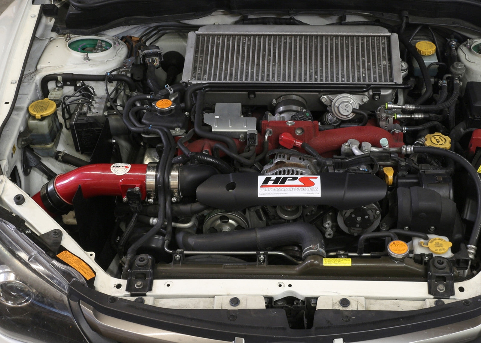 HPS Performance Kit de admisión de aire frío rojo para Subaru WRX 2.5L Turbo 08-14