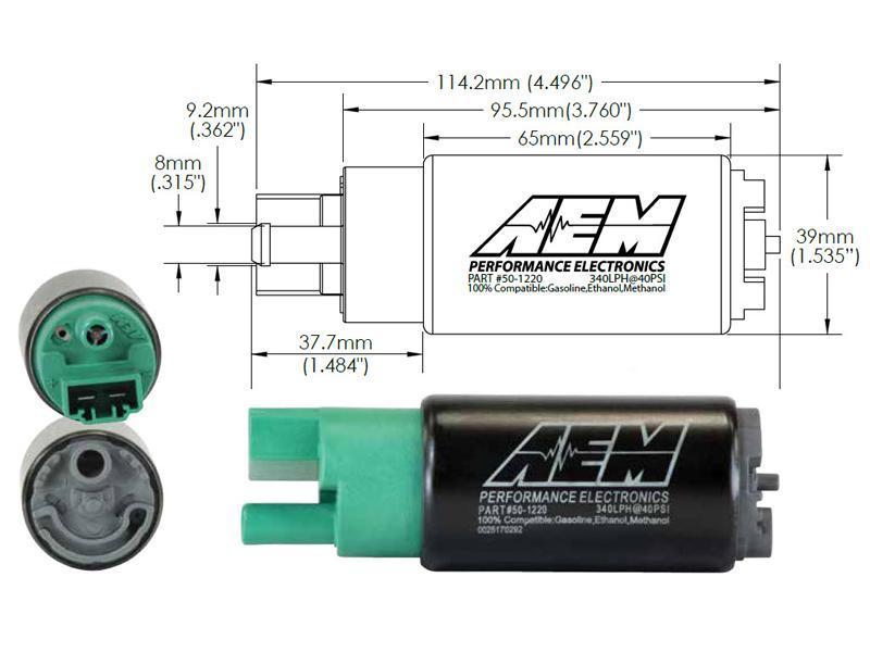AEM 340LPH High Flow In-Tank Fuel Pump E85 Compatible 65mm w/ Offset Inlet (Universal) - JD Customs U.S.A